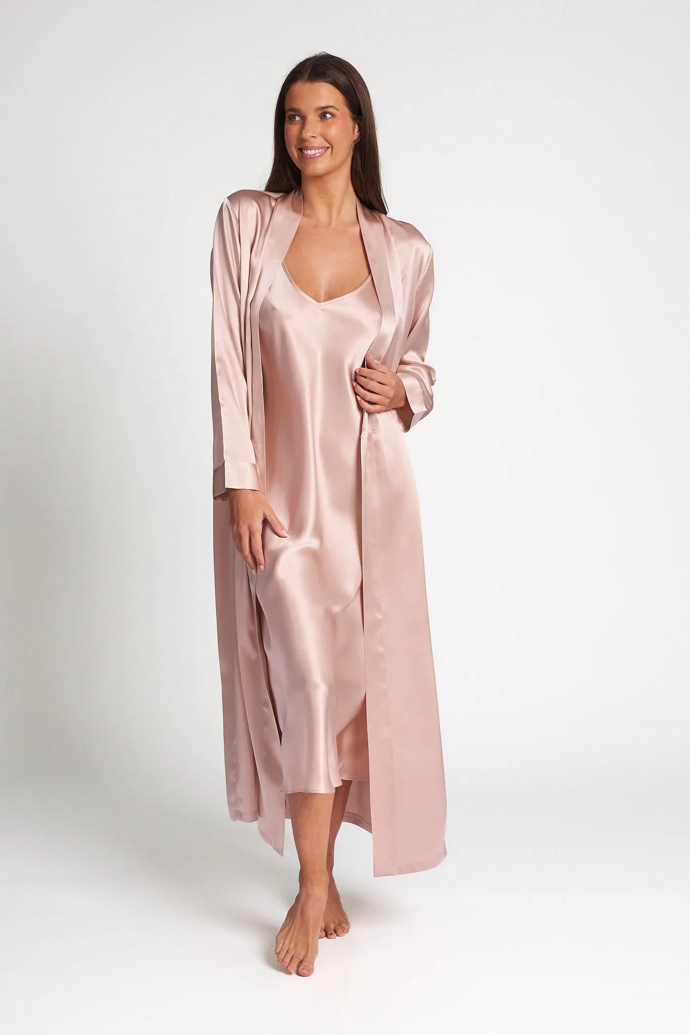Love & Lustre Silk Chemise 3/4 Length - Dusk Pink