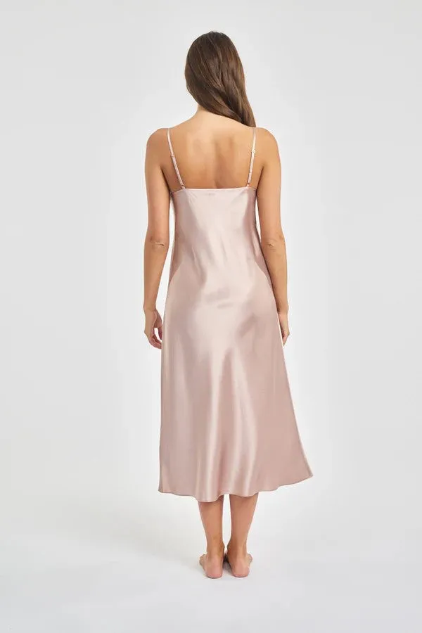 Love & Lustre Silk Chemise 3/4 Length - Dusk Pink