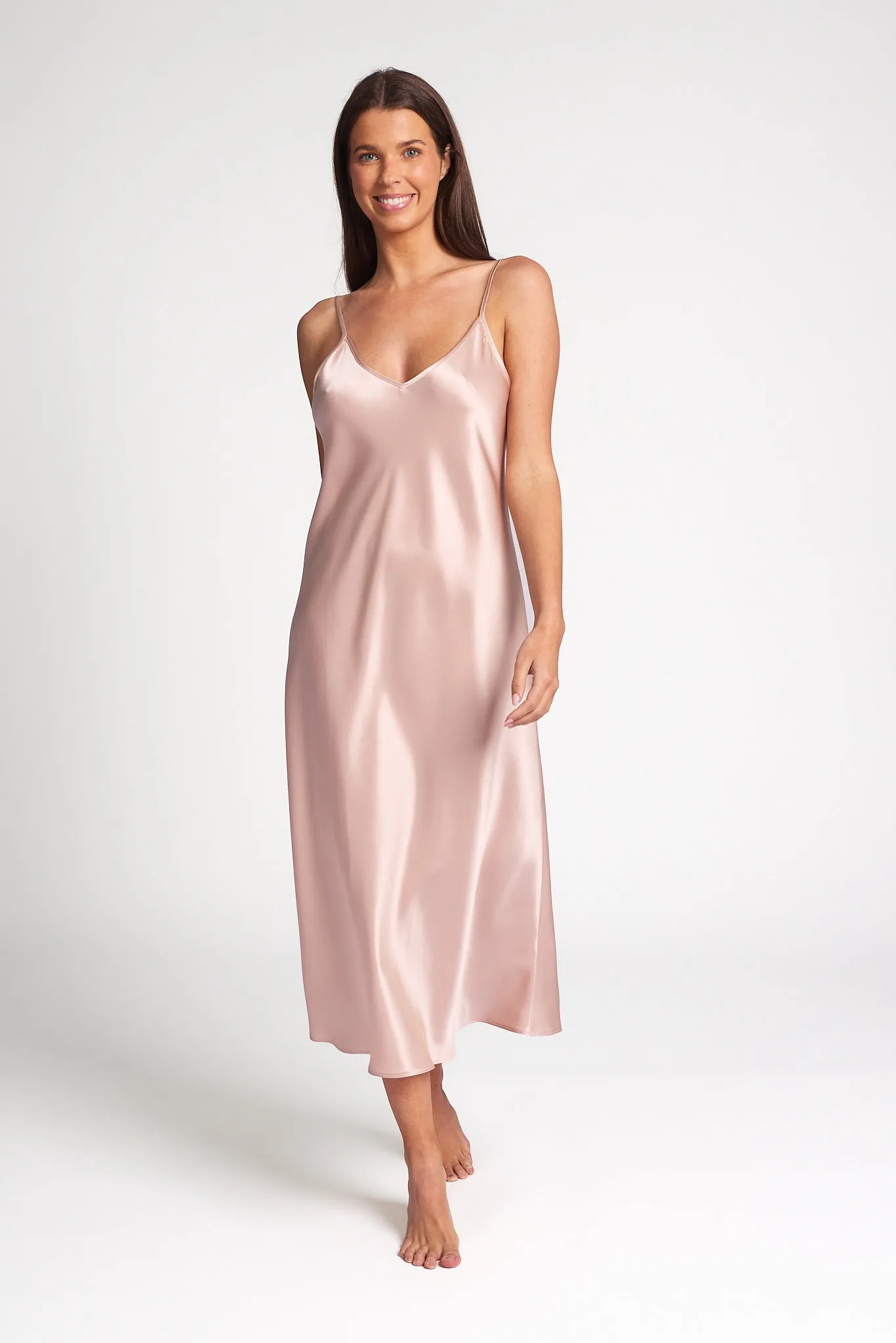 Love & Lustre Silk Chemise 3/4 Length - Dusk Pink