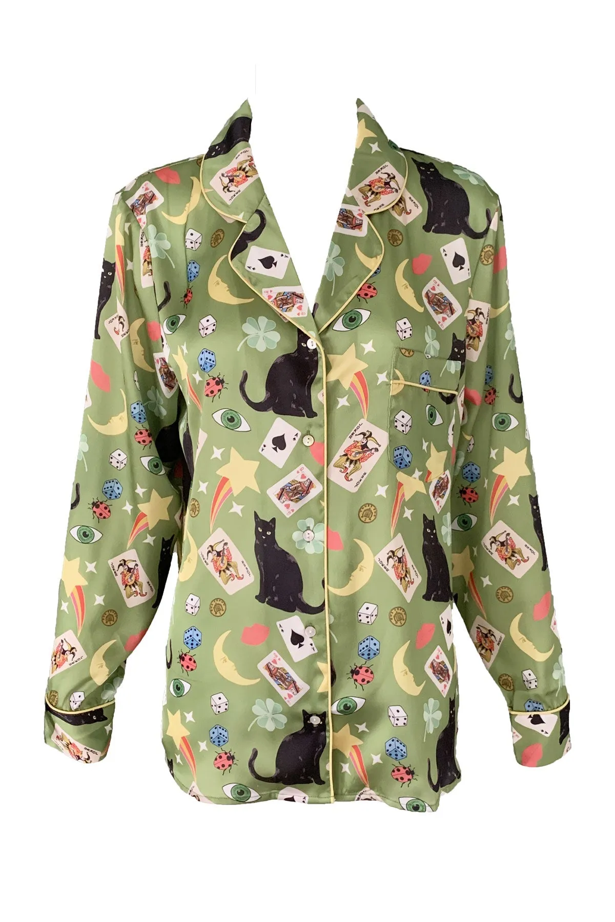 Lucky Day Poly Satin Long Sleeve Shirt