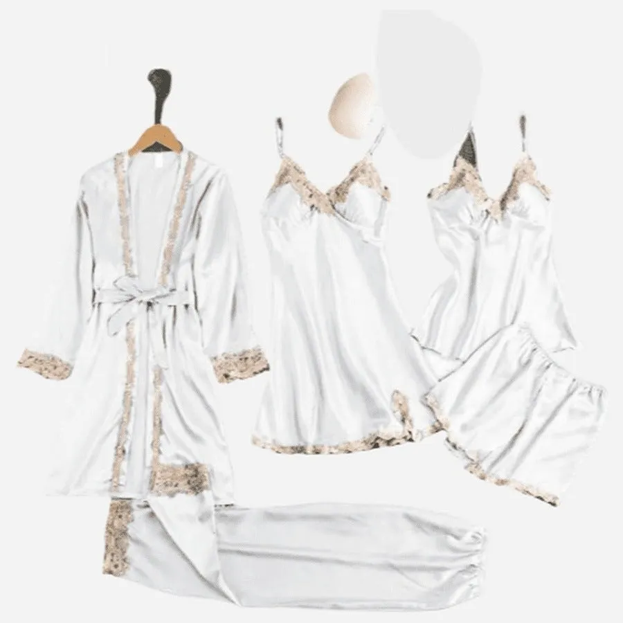 Luxurious Satin Five-Piece Sleepwear Set