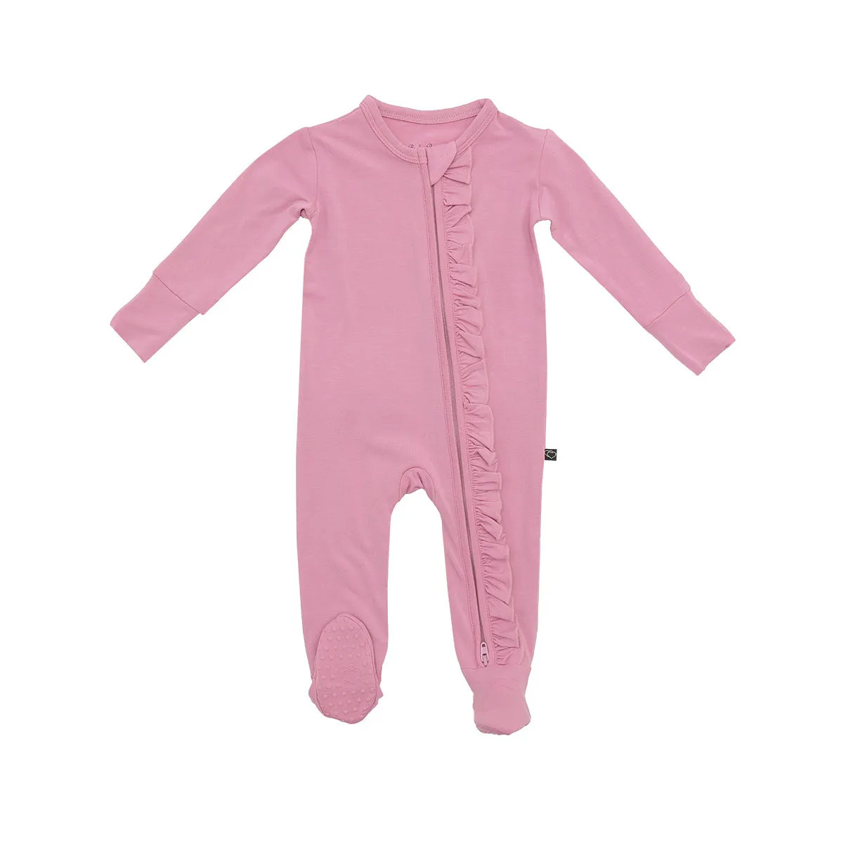 Mauve Ruffle Zipper Footie