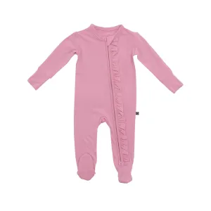 Mauve Ruffle Zipper Footie