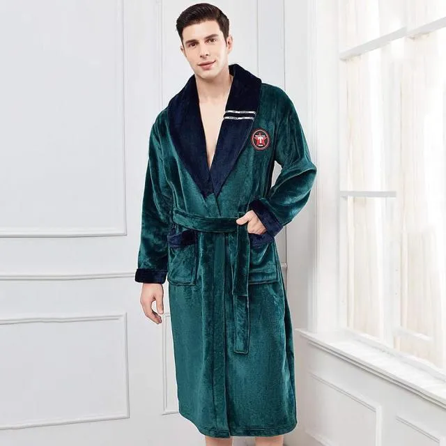 Men Casual Flannel Long Robe