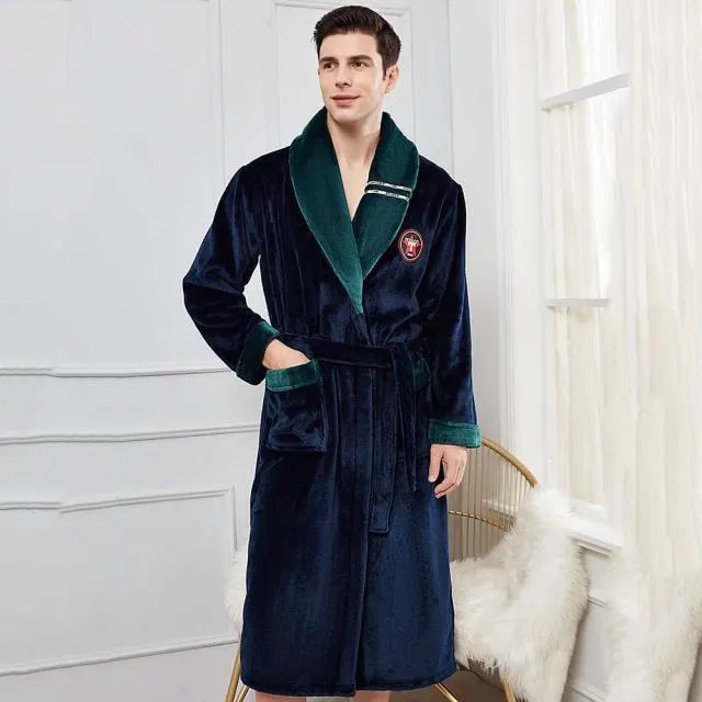 Men Casual Flannel Long Robe
