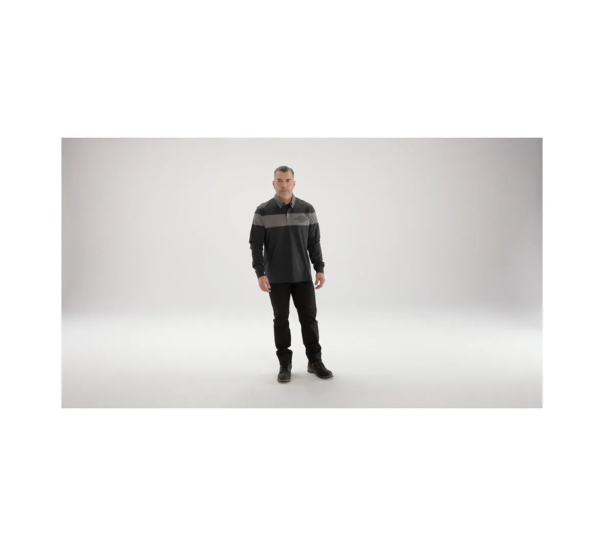 Men's Bar & Shield Long Sleeve Polo - Harley Black