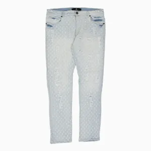 Men's Heavy Pin Distressed Denim Slim Pant