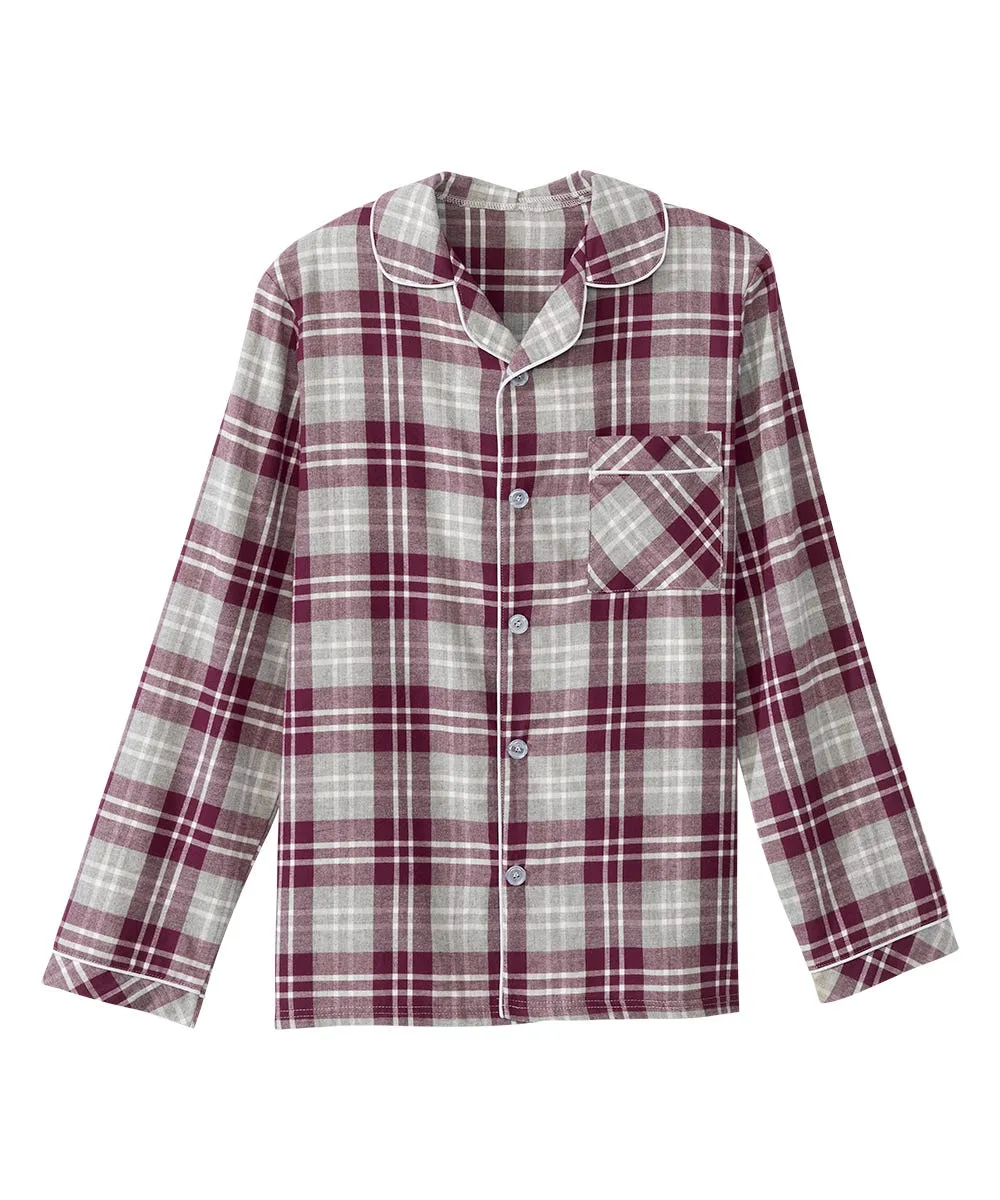 Men's Open Back Top & Pull-On Pant Flannel Pajama Set
