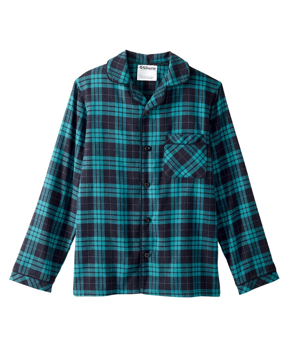 Men's Open Back Top & Pull-On Pant Flannel Pajama Set