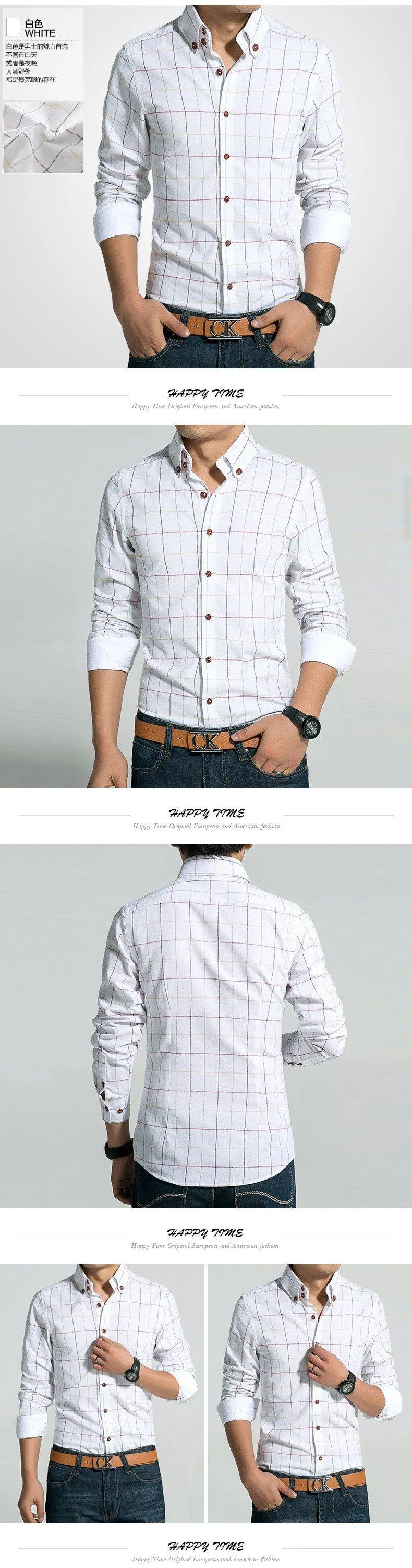 Men's Patch Plaid Short Sleeve Dress Shirt