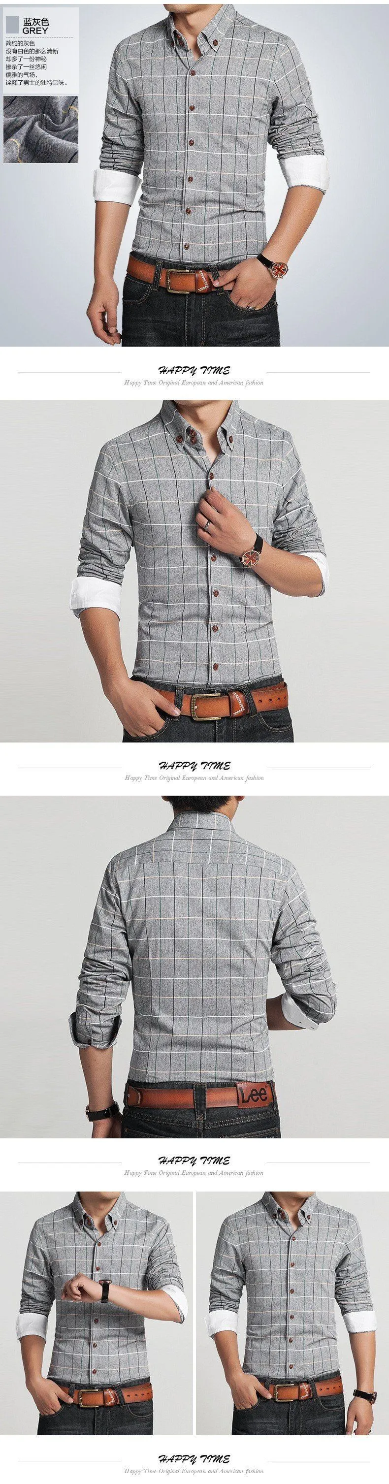 Men's Patch Plaid Short Sleeve Dress Shirt