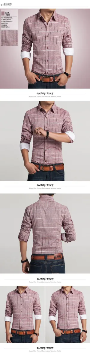 Men's Patch Plaid Short Sleeve Dress Shirt
