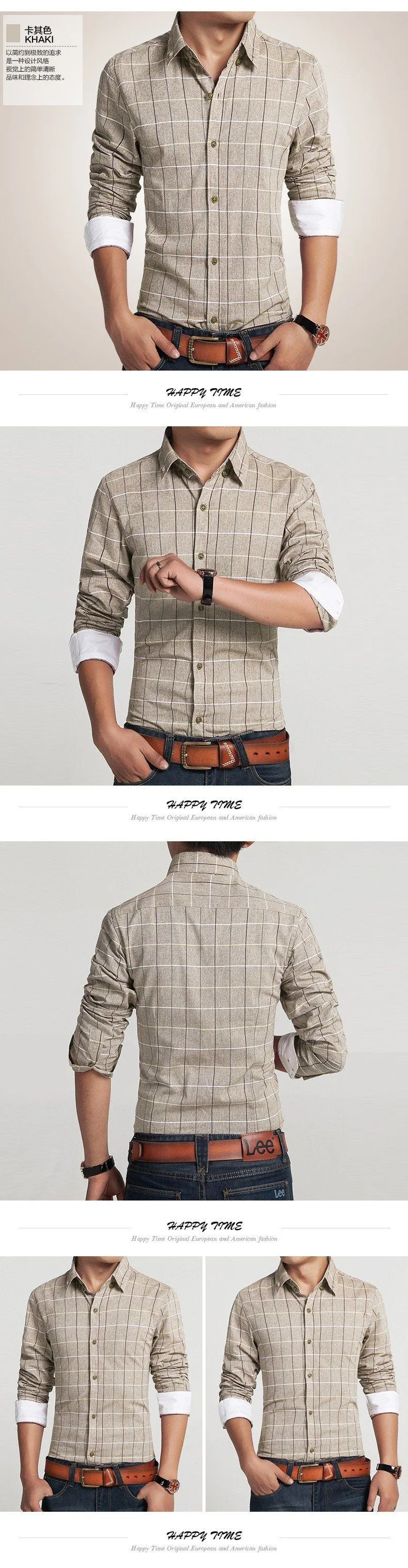 Men's Patch Plaid Short Sleeve Dress Shirt