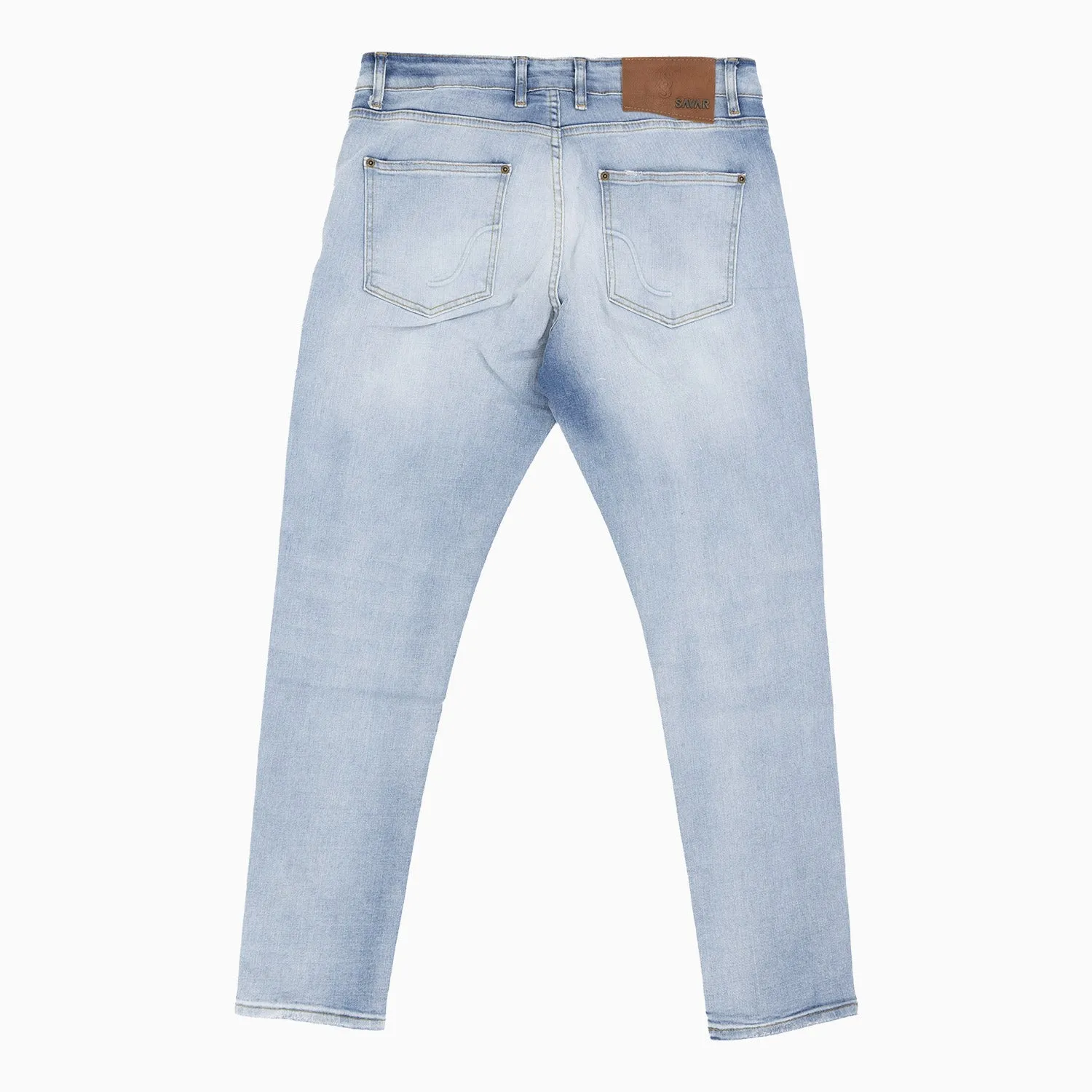 Men's Ribbed Light Blue Slim Denim Pant