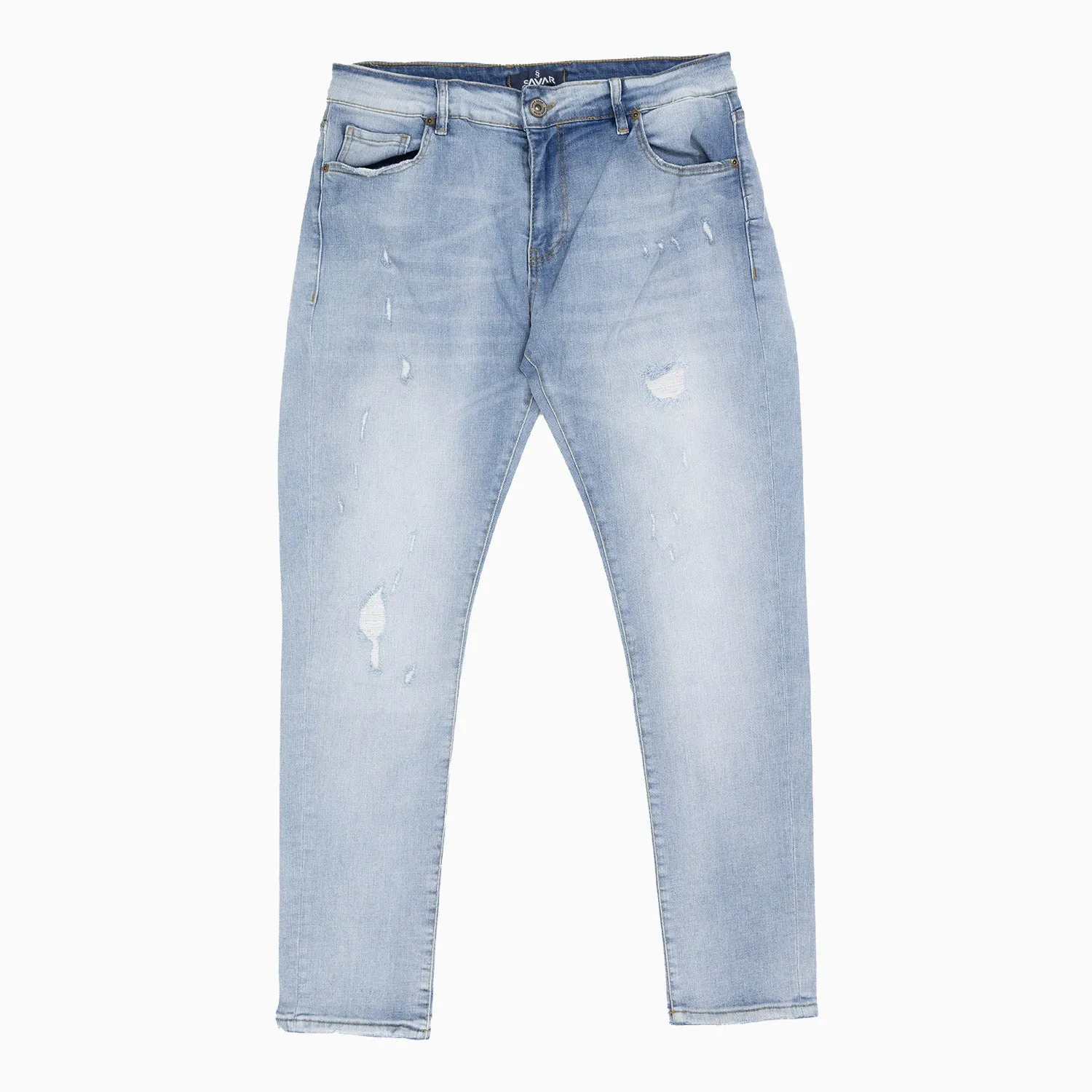 Men's Ribbed Light Blue Slim Denim Pant