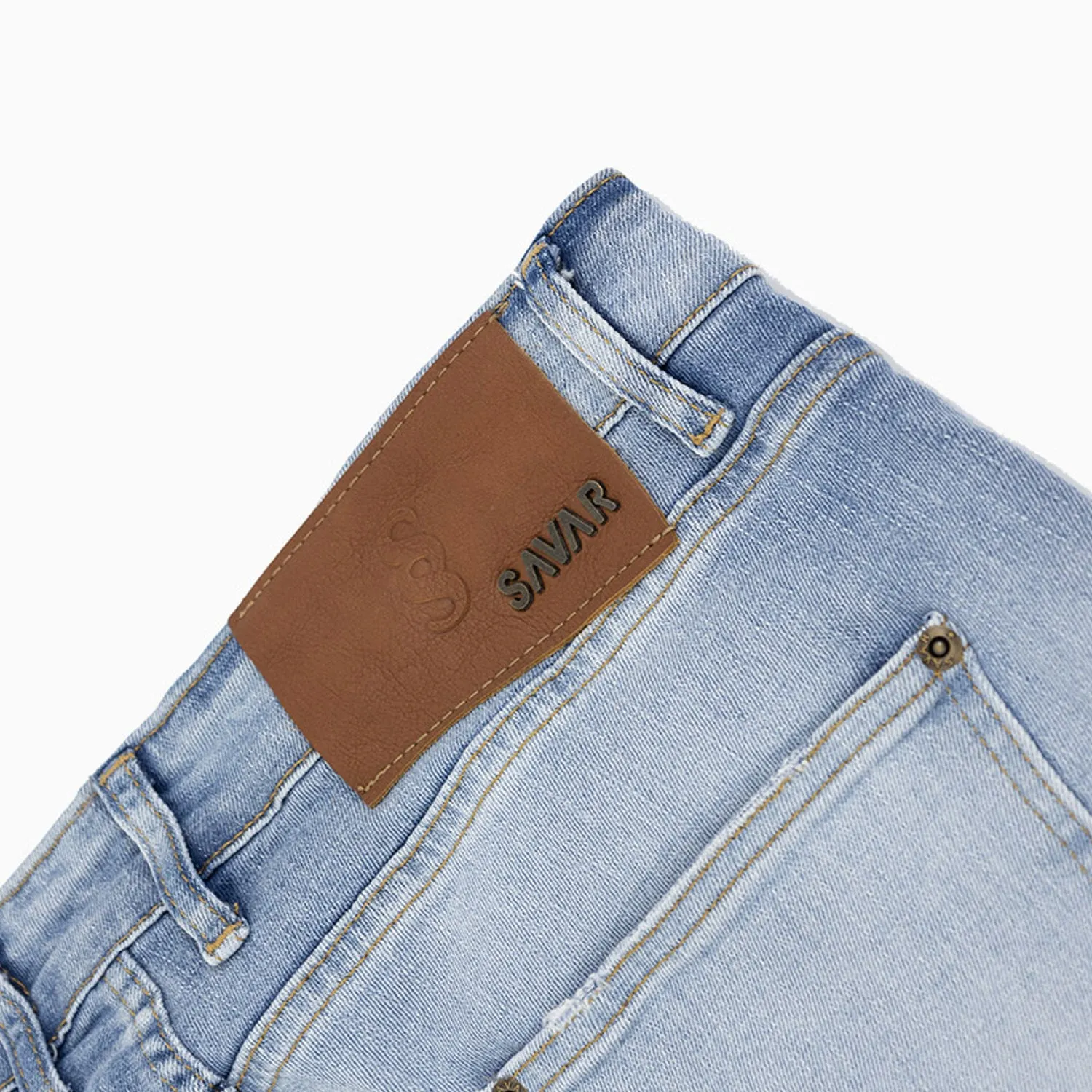 Men's Ribbed Light Blue Slim Denim Pant