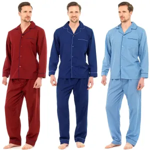 MENS TRADITIONAL PYJAMAS SET PLAIN PJ NIGHTWEAR LOUNGE WEAR TOP PANTS TROUSERS Flannel Men's Traditional PJs (Winter Sleepwear)