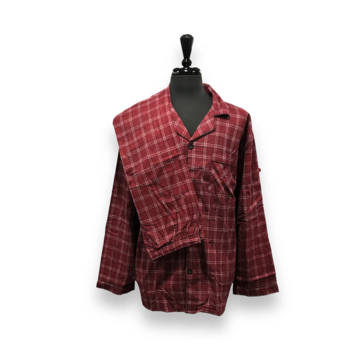 Men's Two Piece Flannel Pajama Set with Matching Bottoms