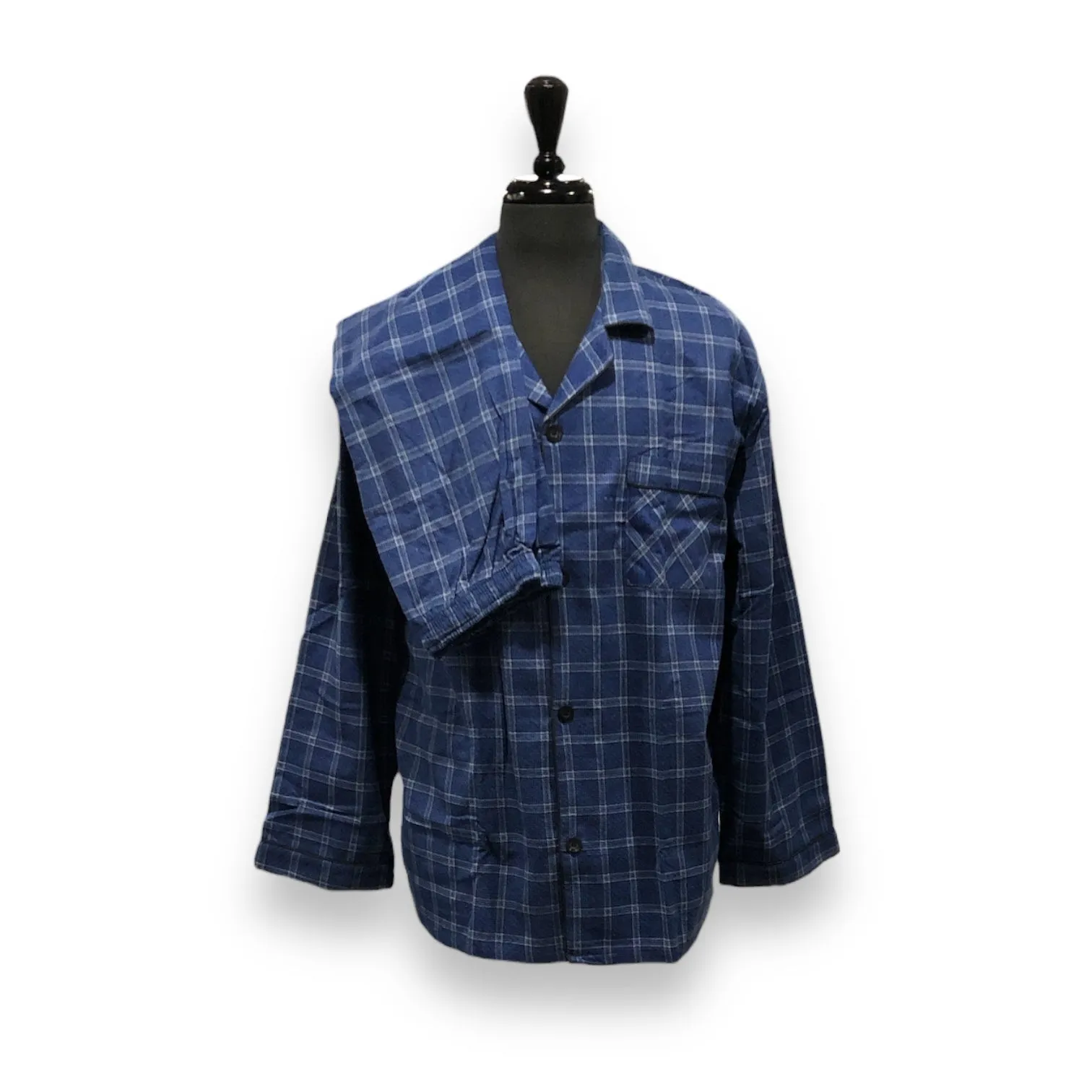 Men's Two Piece Flannel Pajama Set with Matching Bottoms