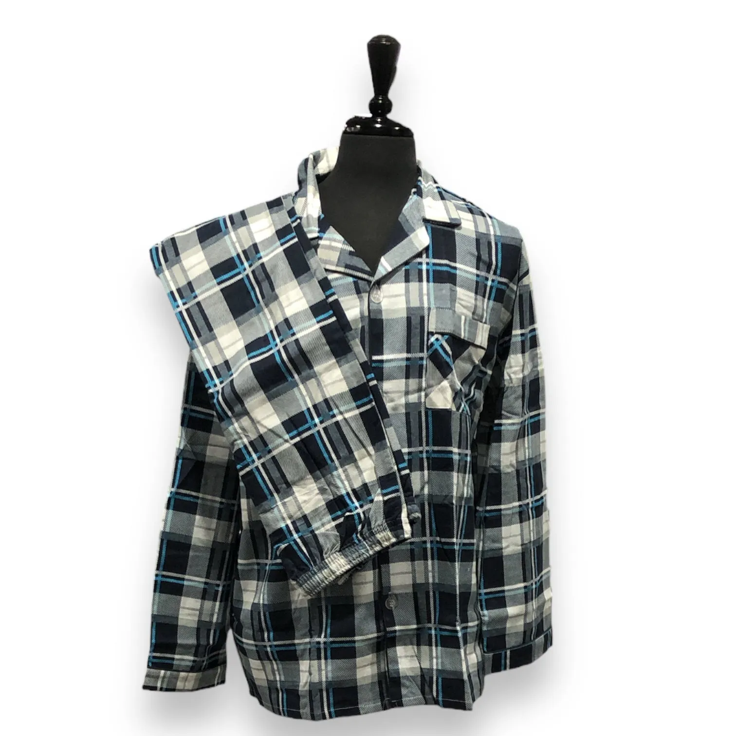 Men's Two Piece Flannel Pajama Set with Matching Bottoms