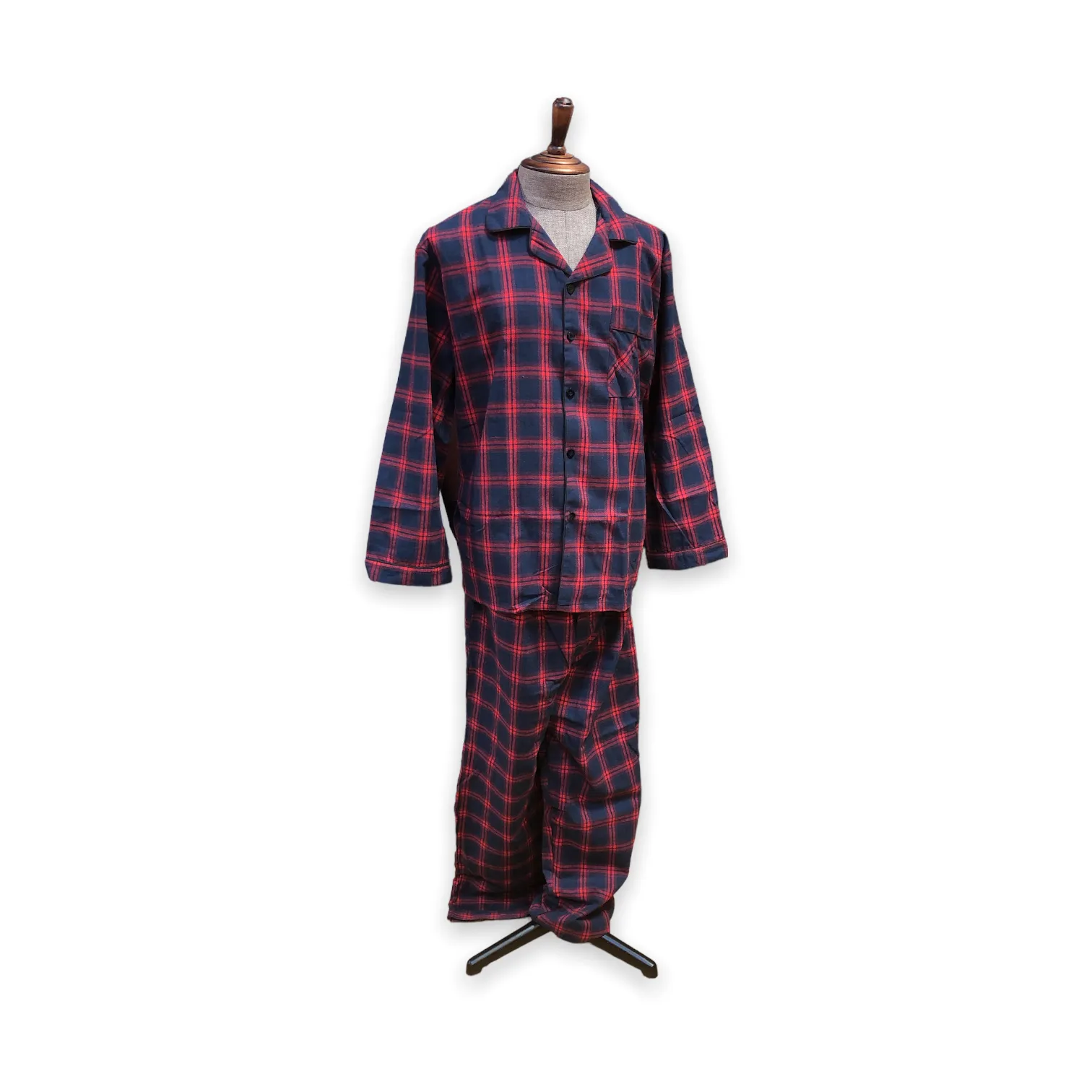 Men's Two Piece Flannel Pajama Set with Matching Bottoms