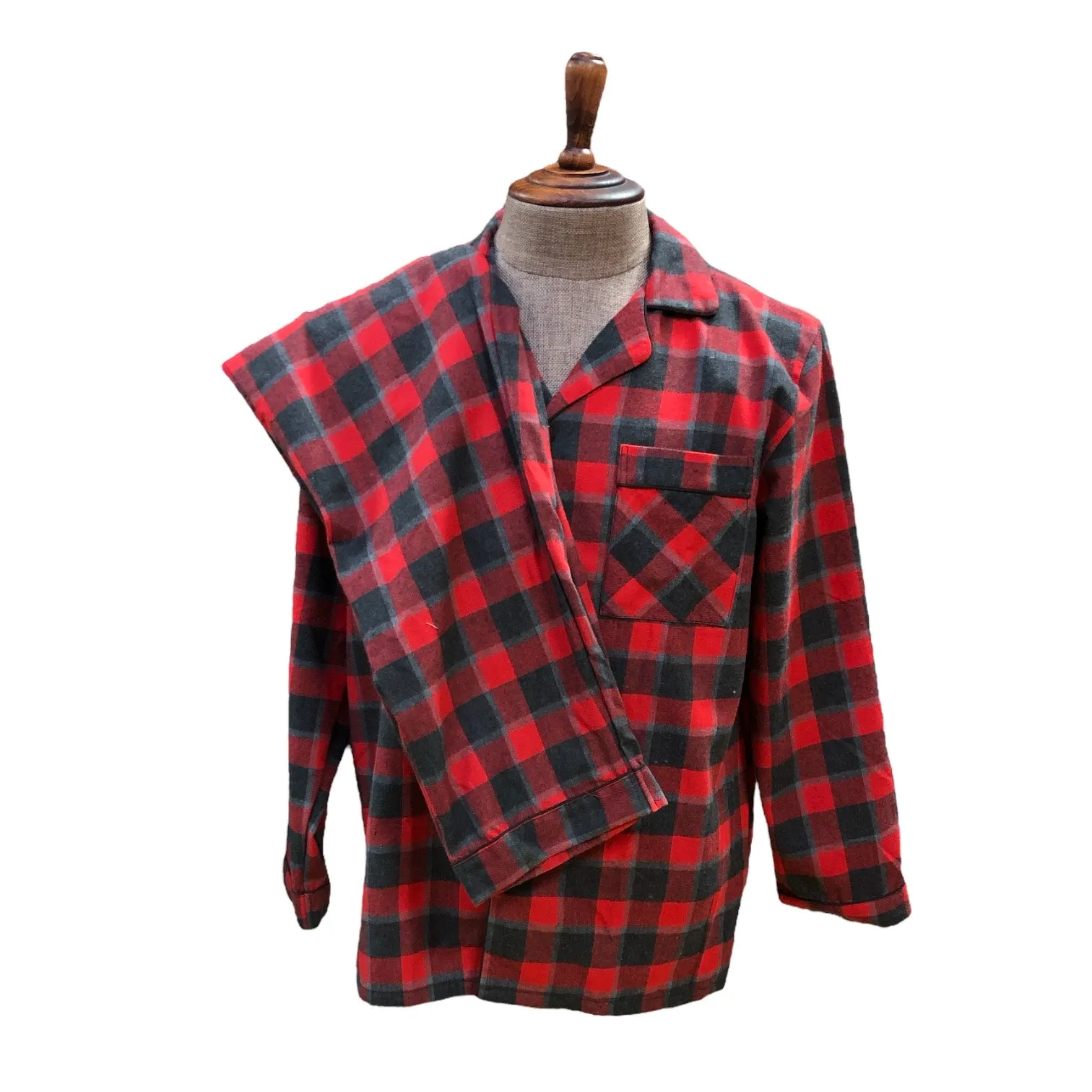 Men's Two Piece Flannel Pajama Set with Matching Bottoms