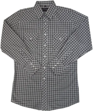 Men's Western Shirt: White Horse Plaid Black White
