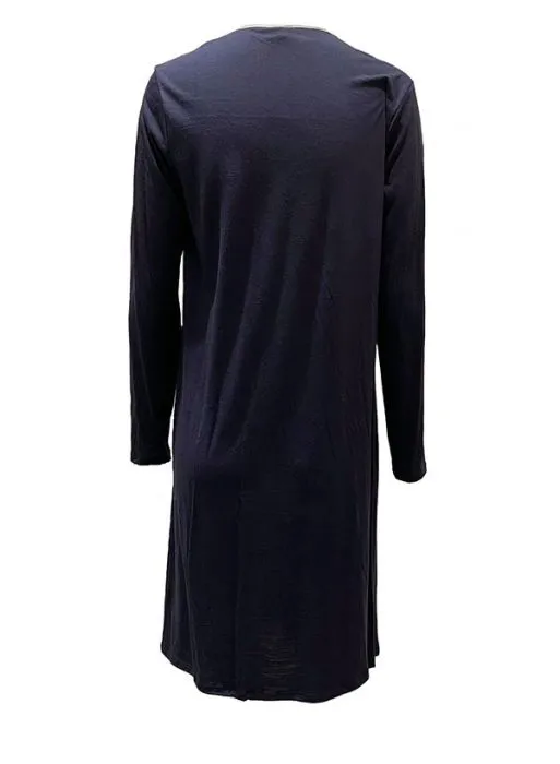 Merino Calf Length Nightshirt - Navy