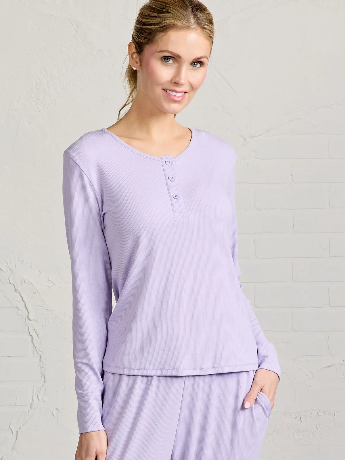 MicroLuxe Rib Sleep Long Sleeve Henley