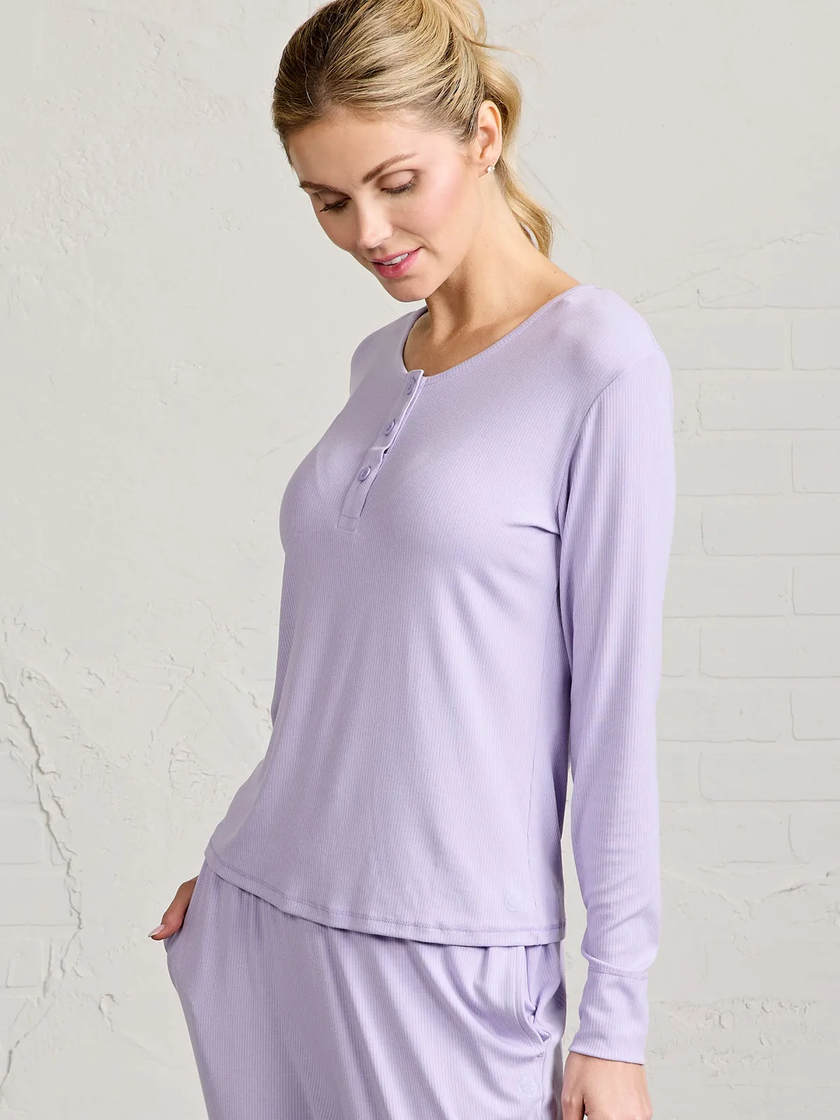 MicroLuxe Rib Sleep Long Sleeve Henley
