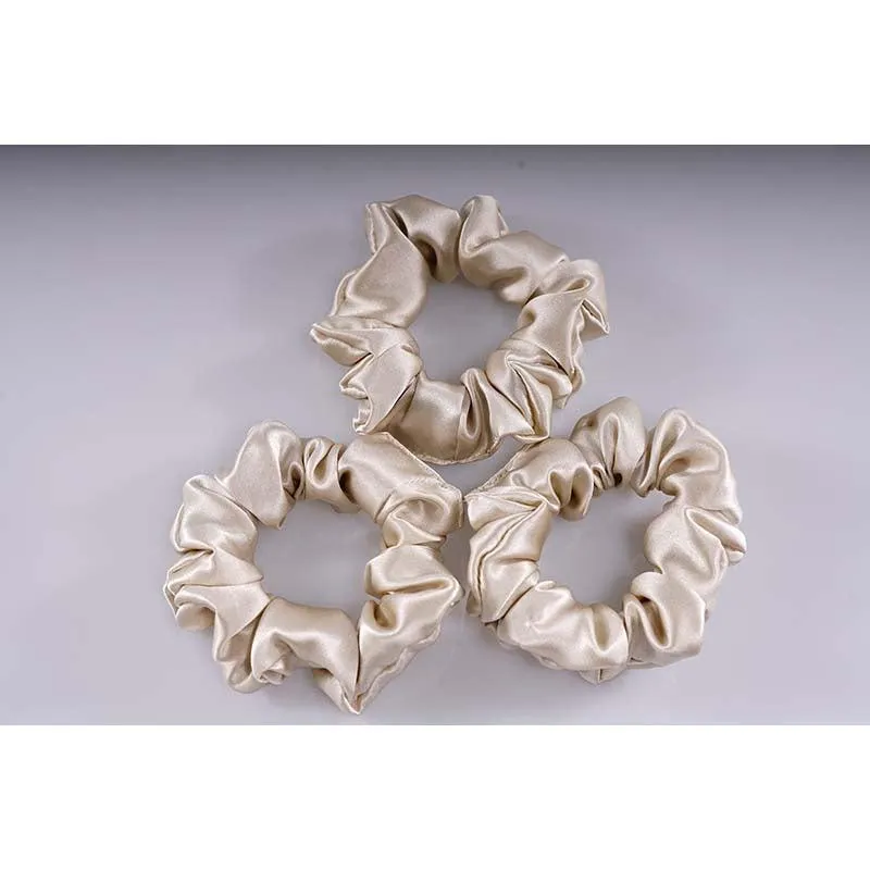 Midi Silk Scrunchies Beige - 3 Pack - Dropshipping