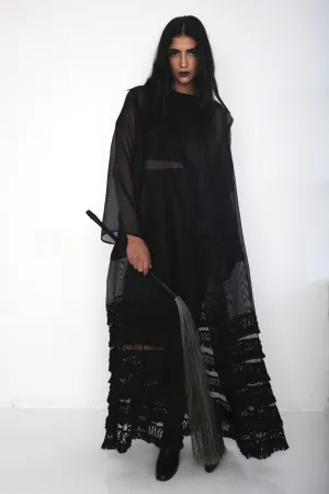 'Midnight' Transparent Opera Coat & Cross Top & Cross Skirt