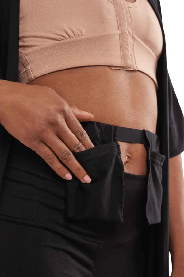 Miena Robe with Drain Management Belt - Black