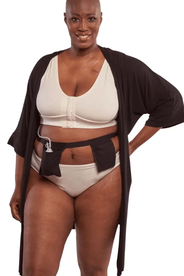 Miena Robe with Drain Management Belt - Black
