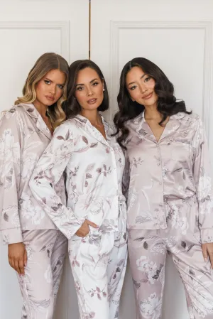 MJ Long Sleeve Pant Satin Floral Bridesmaid Pyjamas