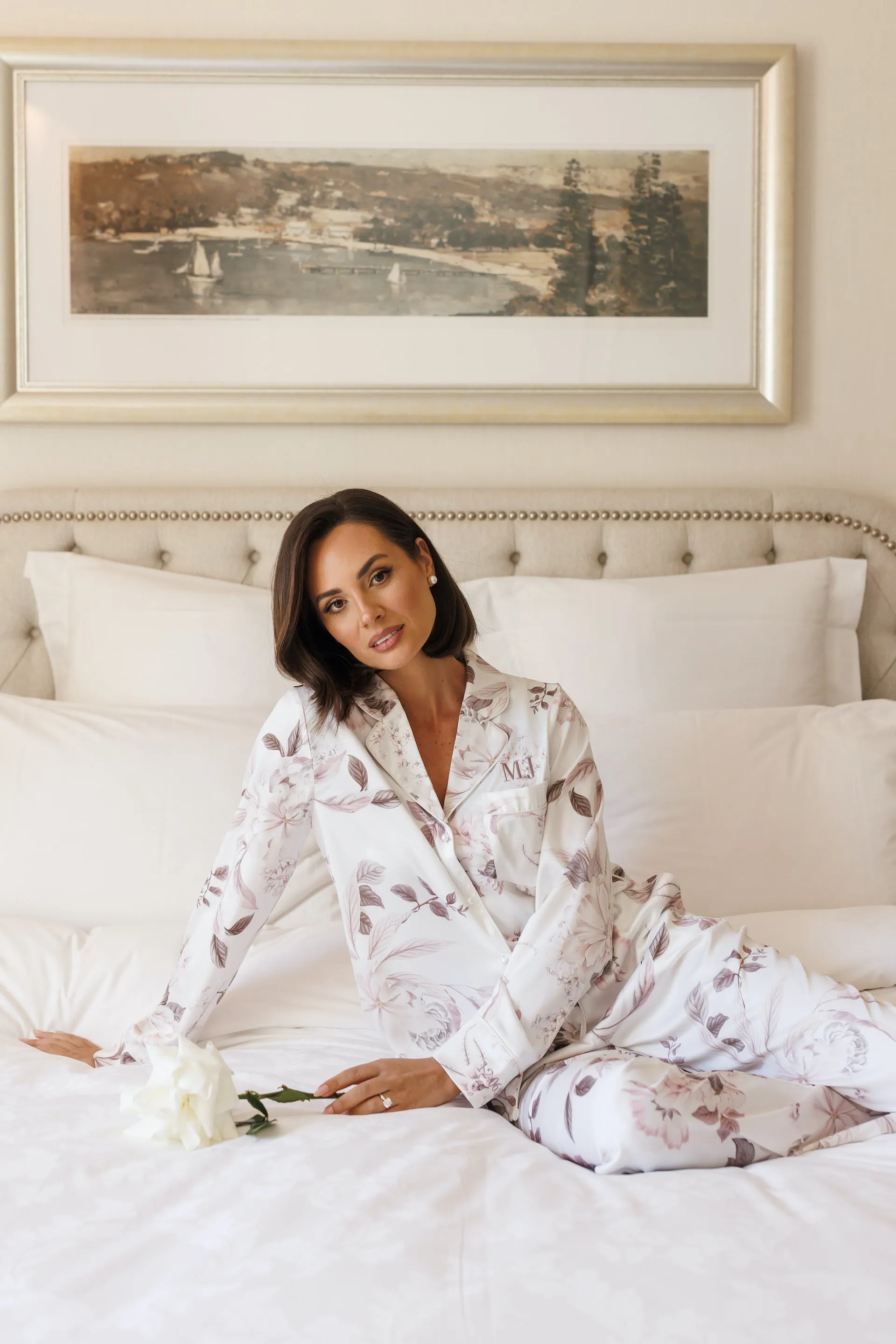 MJ Long Sleeve Pant Satin Floral Bridesmaid Pyjamas