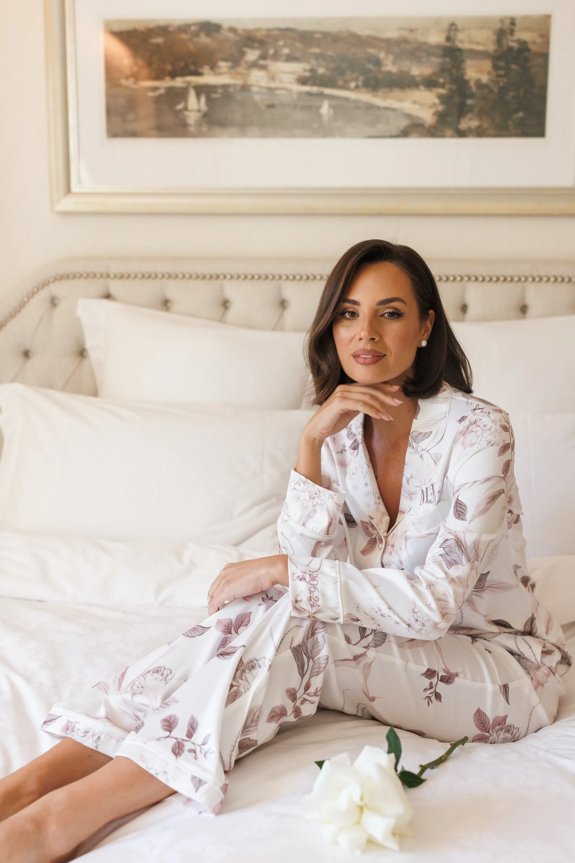 MJ Long Sleeve Pant Satin Floral Bridesmaid Pyjamas