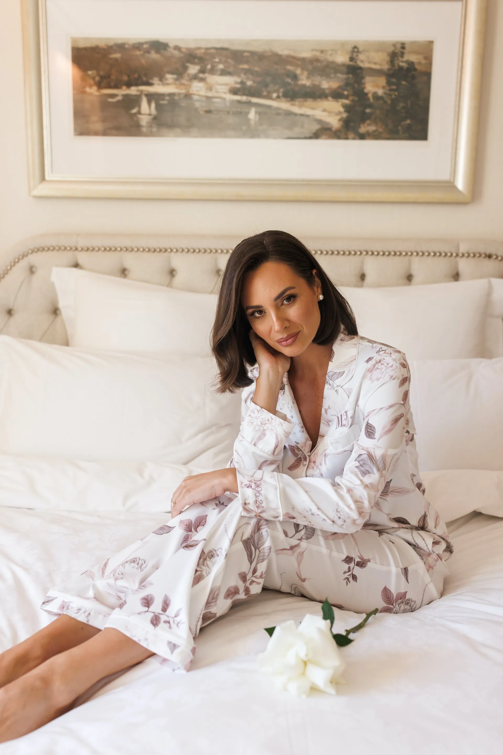 MJ Long Sleeve Pant Satin Floral Bridesmaid Pyjamas