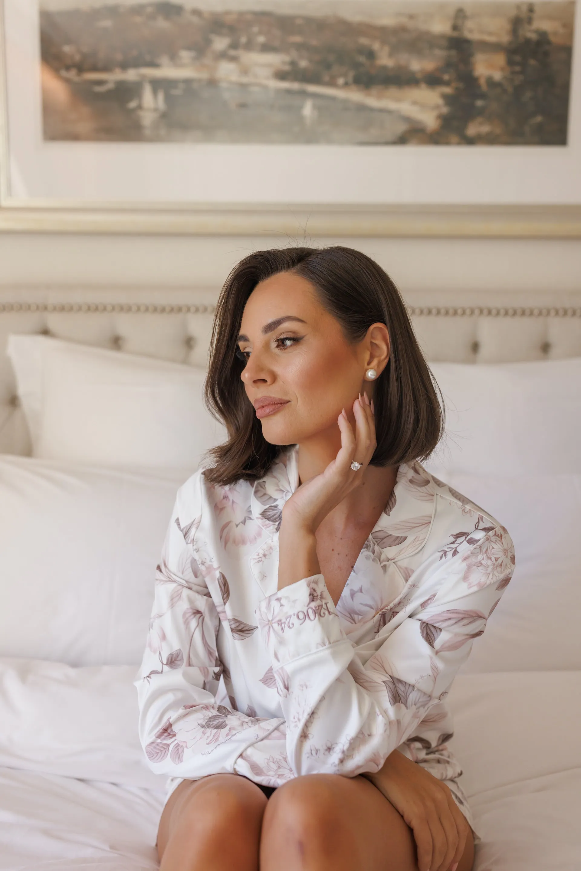 MJ Long Sleeve Short Satin Floral Bridesmaid Pyjamas