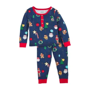 Mud Pie Navy Ornament Pajama Set