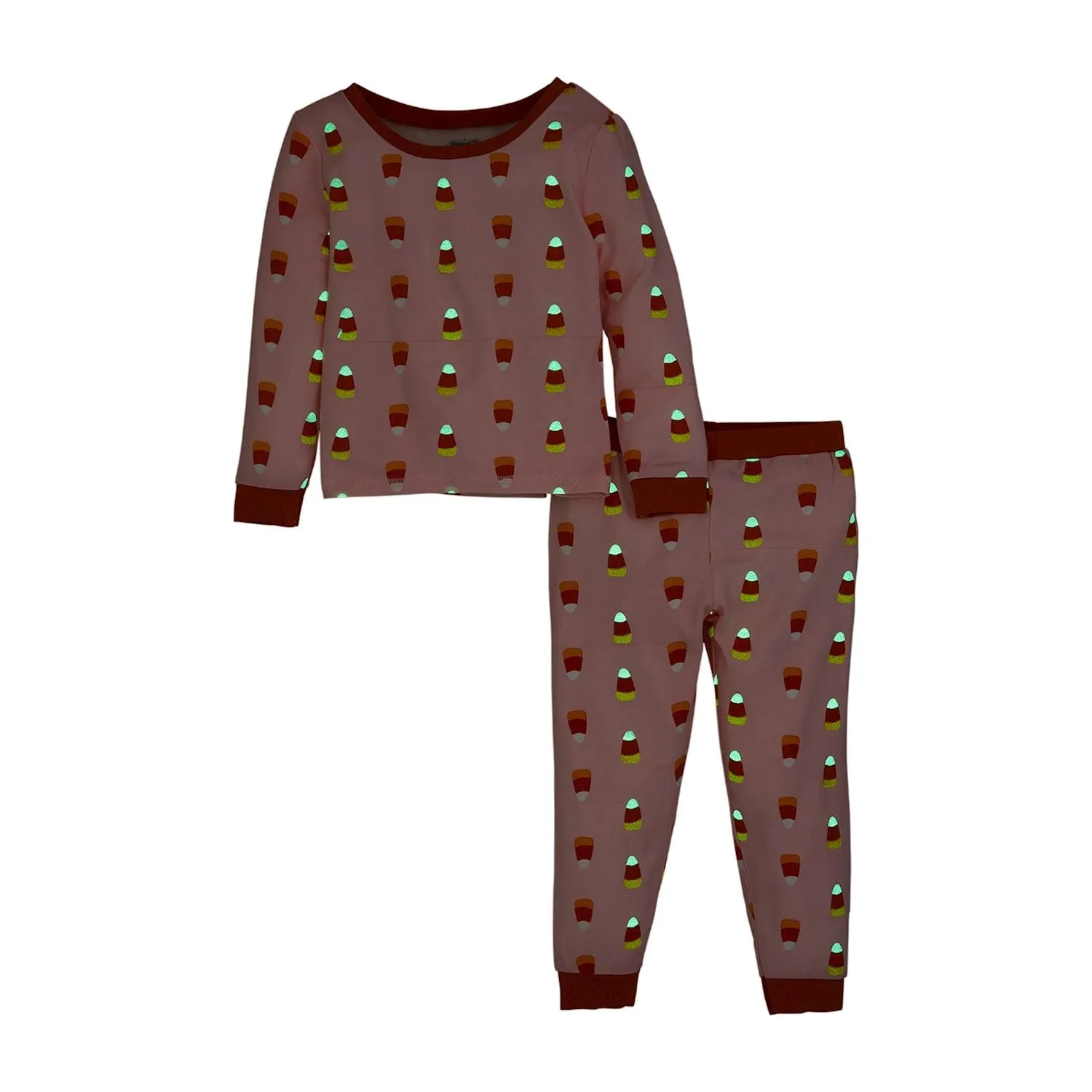 Mud Pie Pink Candy Corn Glow Pajama Set