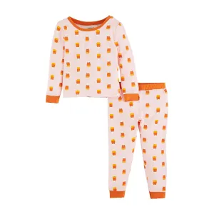 Mud Pie Pink Candy Corn Glow Pajama Set