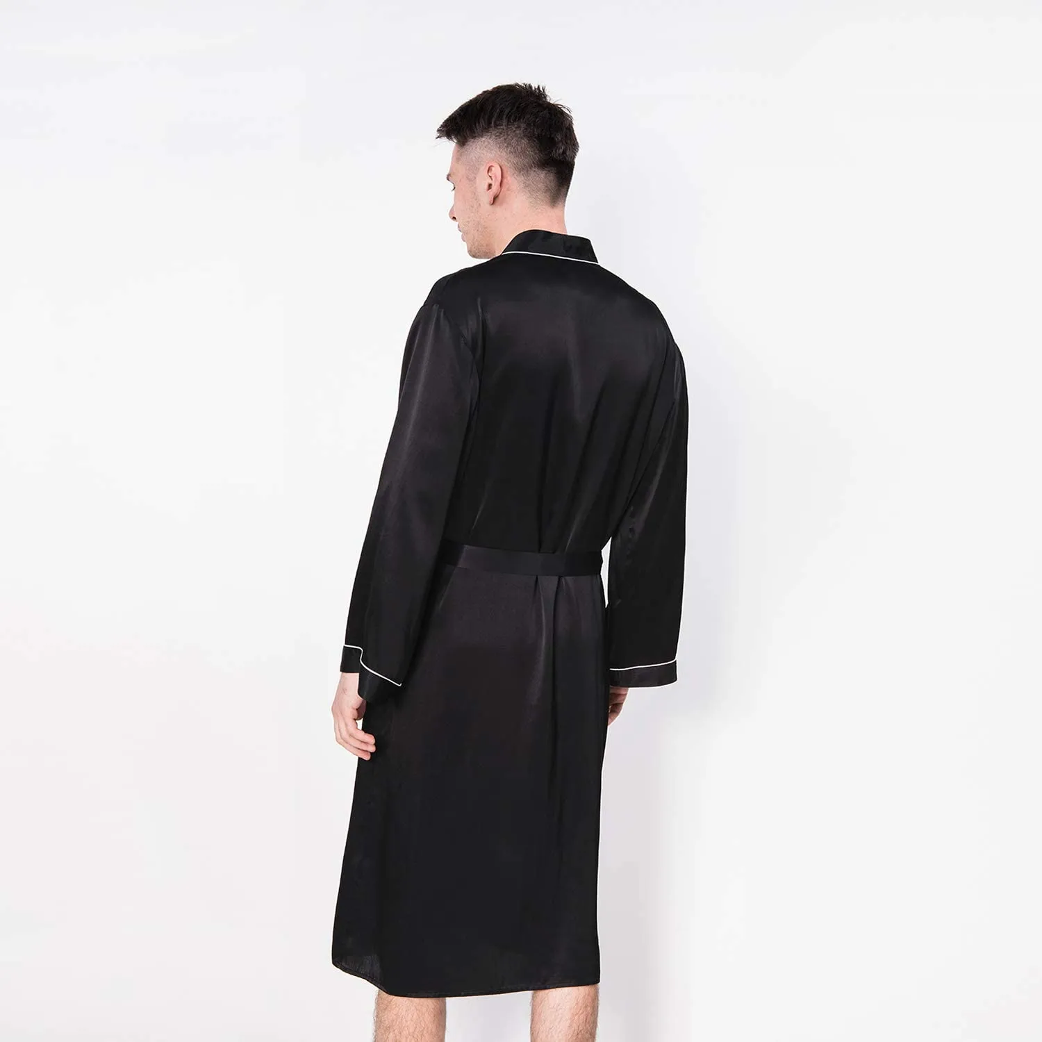 Mulberry Men's Silk Robe Luxury Long Silk Bath Robe