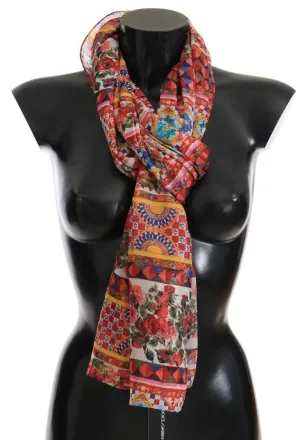 Multicolor Carretto Print Silk Scarf