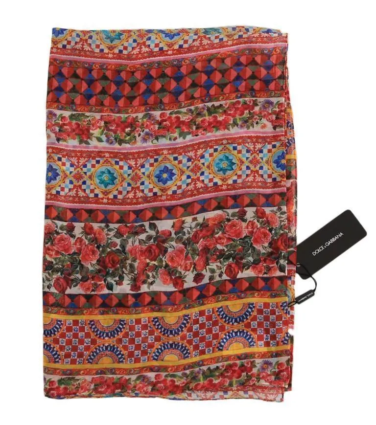 Multicolor Carretto Print Silk Scarf