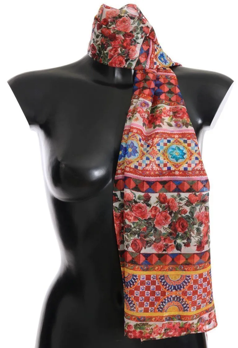 Multicolor Carretto Print Silk Scarf