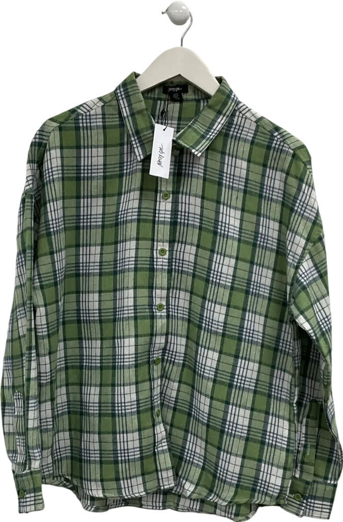 Nasty Gal Green Plaid Relaxed Shirt UK 10