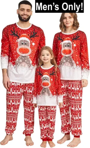 NEW Christmas Pajamas, 2 Piece Christmas Sleepwear Set Long Sleeve Clothes and Pants Christmas Pajamas Set for Men, Sz M, Retails $43