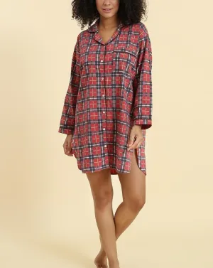 NIGHTSHIRT - RED PLAID FLANNEL