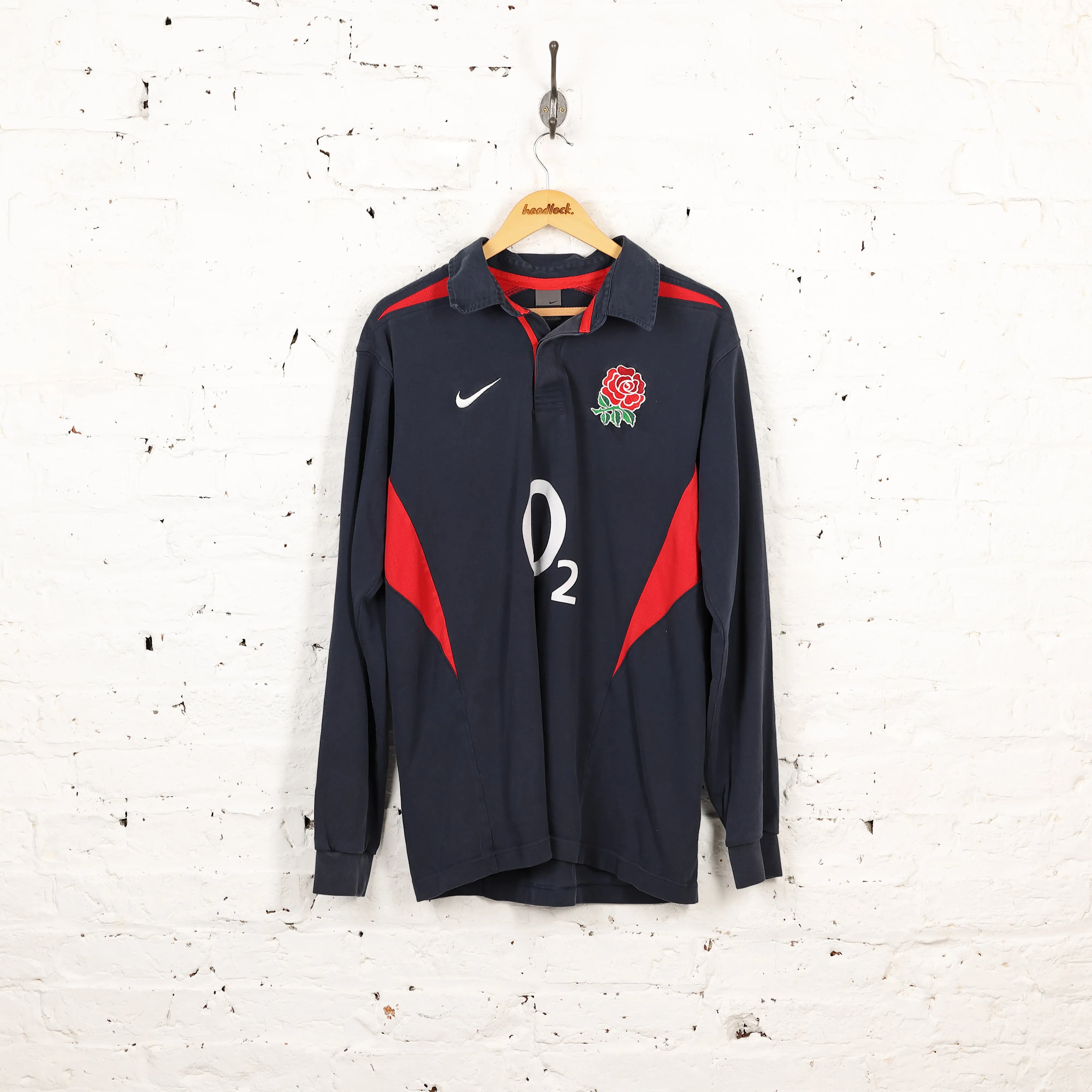 Nike England 2003 Long Sleeve Away Rugby Shirt Navy - XL